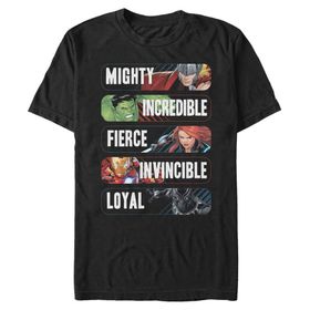 Marvel Big & Tall Classic Char Adjectives Black Erkek T-shirt