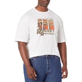 Marvel Big & Tall Classic Guardians of the Galaxy Rocket Paneller Üst Kısa Kollu Beyaz Erkek T-shirt