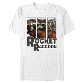 Marvel Big & Tall Classic Guardians of the Galaxy Rocket Paneller Üst Kısa Kollu Beyaz Erkek T-shirt