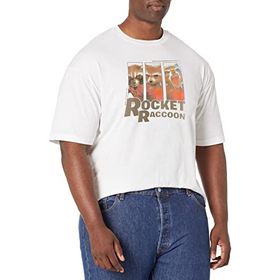 Marvel Big & Tall Classic Guardians of the Galaxy Rocket Paneller Üst Kısa Kollu Beyaz Erkek T-shirt