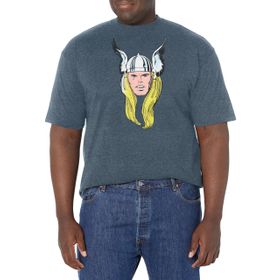 Marvel Big & Tall Classic Heads-Thor Erkek Üst Kısa Kollu T-shirt