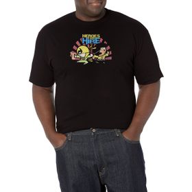 Marvel Big & Tall Classic Heroes Kawaii Üst Kısa Kollu Siyah Erkek T-shirt