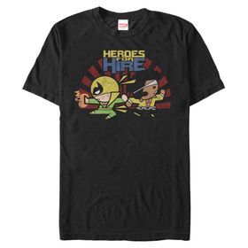 Marvel Big & Tall Classic Heroes Kawaii Üst Kısa Kollu Siyah Erkek T-shirt