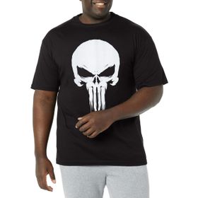 Marvel Big & Tall Classic Punisher Siyah Erkek T-shirt