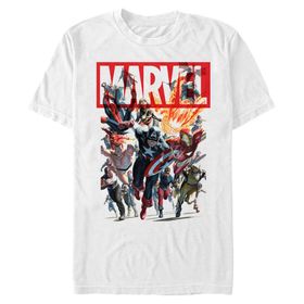 Marvel Big & Tall Classic Team Avengers Üst Kısa Kollu Beyaz Erkek T-shirt