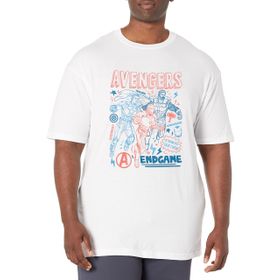 Marvel Big & Tall Earths Mightiest Doodles Üst Kısa Kollu Beyaz Erkek T-shirt