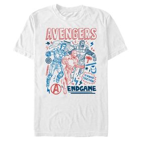 Marvel Big & Tall Earths Mightiest Doodles Üst Kısa Kollu Beyaz Erkek T-shirt