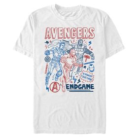 Marvel Big & Tall Earths Mightiest Doodles Üst Kısa Kollu Beyaz Erkek T-shirt