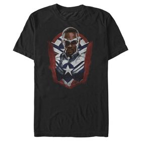 Marvel Big & Tall Falcon and the Winter Soldier All the Shield Üst Kısa Kollu Siyah Erkek T-shirt
