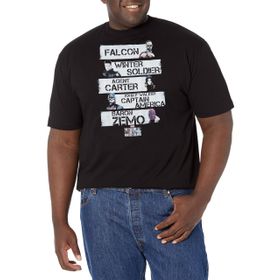 Marvel Big & Tall Falcon and the Winter Soldier Character Stack Üst Kısa Kollu Siyah Erkek T-shirt