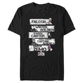 Marvel Big & Tall Falcon and the Winter Soldier Character Stack Üst Kısa Kollu Siyah Erkek T-shirt