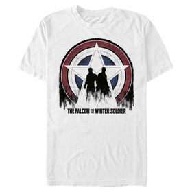 Marvel Big & Tall Falcon and the Winter Soldier Silhouette Shield Üst Kısa Kollu Beyaz Erkek T-shirt