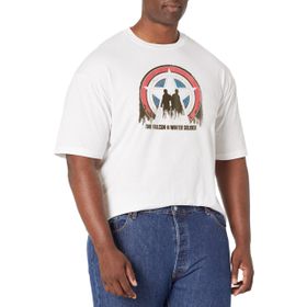 Marvel Big & Tall Falcon and the Winter Soldier Silhouette Shield Üst Kısa Kollu Beyaz Erkek T-shirt