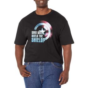 Marvel Big & Tall Falcon and the Winter Soldier Wielding the Shield Üst Kısa Kollu Siyah Erkek T-shirt