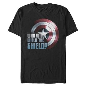 Marvel Big & Tall Falcon and the Winter Soldier Wielding the Shield Üst Kısa Kollu Siyah Erkek T-shirt