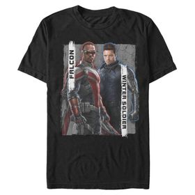 Marvel Big & Tall Falcon and the Winter Soldier Yeni Takım Üst Kısa Kollu Siyah Erkek T-shirt
