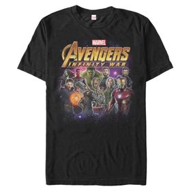 Marvel Big & Tall Group Shot Üst Kısa Kollu Siyah Erkek T-shirt