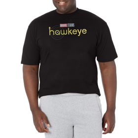 Marvel Big & Tall Hawkeye Logolu Sarı Üst Kısa Kollu Siyah Erkek T-shirt