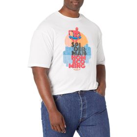 Marvel Big & Tall Homecoming Stackedup Üst Kısa Kollu Beyaz Erkek T-shirt