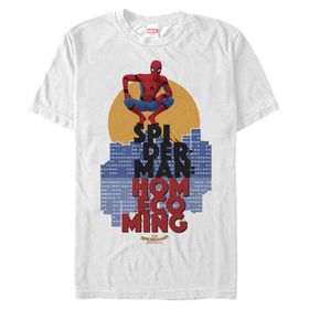 Marvel Big & Tall Homecoming Stackedup Üst Kısa Kollu Beyaz Erkek T-shirt