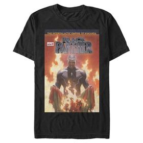 Marvel Big & Tall Klasik Black Panther Fire Oct18 Üst Kısa Kollu Siyah Erkek T-shirt