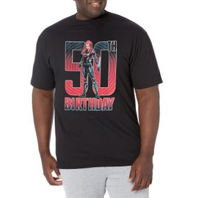 Marvel Big & Tall Klasik Black Widow 50th Bday Üst Kısa Kollu Siyah Erkek T-shirt