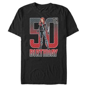Marvel Big & Tall Klasik Black Widow 50th Bday Üst Kısa Kollu Siyah Erkek T-shirt