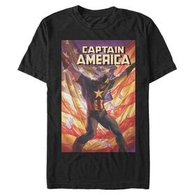 Marvel Big & Tall Klasik Captain America Oct18 Black Erkek T-shirt
