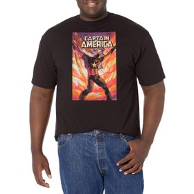 Marvel Big & Tall Klasik Captain America Oct18 Black Erkek T-shirt
