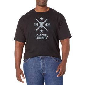 Marvel Big & Tall Klasik Captain Crossing Black Erkek T-shirt