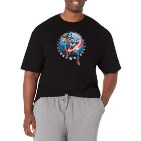 Marvel Big & Tall Klasik Captain Toss Black Erkek T-shirt