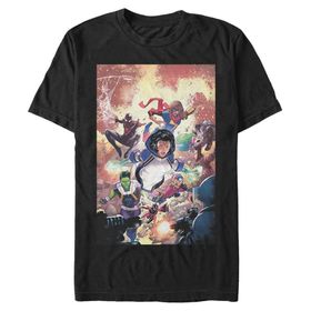 Marvel Big & Tall Klasik Champann Team Dec18 Black Erkek T-shirt