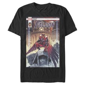 Marvel Big & Tall Klasik Falcon April18 Üst Kısa Kollu Siyah Erkek T-shirt