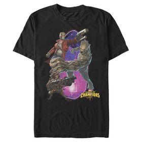 Marvel Big & Tall Klasik Galactic Warriors Üst Kısa Kollu Siyah Erkek T-shirt