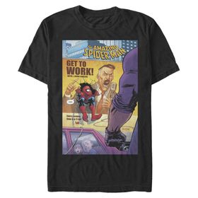 Marvel Big & Tall Klasik Get to Work Örümcek Adam Dec18 Üst Kısa Kollu Siyah Erkek T-shirt