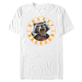 Marvel Big & Tall Klasik Guardians of the Galaxy Raccoon Damga Üst Kısa Kollu Beyaz Erkek T-shirt