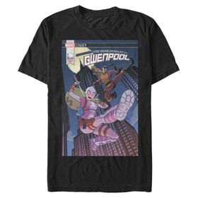Marvel Big & Tall Klasik Gwenpool Jan18 Üst Kısa Kollu Siyah Erkek T-shirt