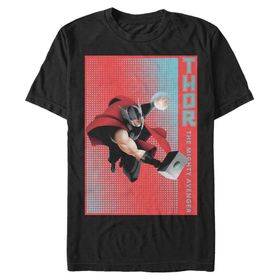 Marvel Big & Tall Klasik Halftone Thor Üst Kısa Kollu Siyah Erkek T-shirt