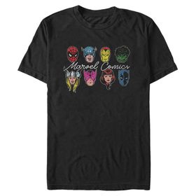 Marvel Big & Tall Klasik Hero Heads Üst Kısa Kollu Siyah Erkek T-shirt