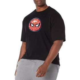 Marvel Big & Tall Klasik Hero Heads Üst Kısa Kollu Siyah Erkek T-shirt