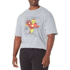 Marvel Big & Tall Klasik Ironman Retro Toss Üst Kısa Kollu Athletic Heather Erkek T-shirt