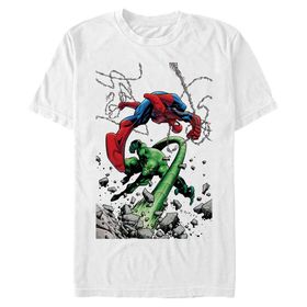 Marvel Big & Tall Klasik Örümcek Adam Aksiyon Dec18 Üst Kısa Kollu Beyaz Erkek T-shirt
