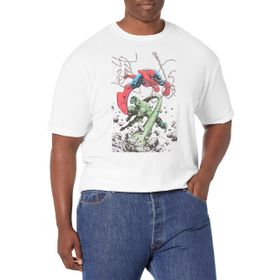 Marvel Big & Tall Klasik Örümcek Adam Aksiyon Dec18 Üst Kısa Kollu Beyaz Erkek T-shirt