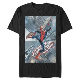 Marvel Big & Tall Klasik Örümcek Adam Şehir Oct18 Black Erkek T-shirt