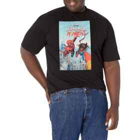 Marvel Big & Tall Klasik Örümcek Adam Üst Kısa Kollu Siyah Erkek T-shirt