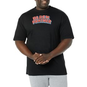 Marvel Big & Tall Klasik Panther Logolu Üst Kısa Siyah Erkek T-shirt