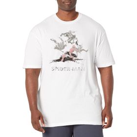Marvel Big & Tall Klasik Spider Splash Üst Kısa Kollu Beyaz Erkek T-shirt