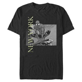 Marvel Big & Tall Klasik Spidey Ny Black Erkek T-shirt