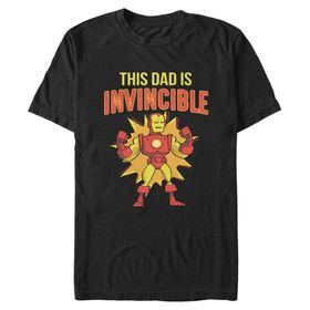 Marvel Big & Tall Klasik This Dad is Invincible Üst Kısa Kollu Siyah Erkek T-shirt
