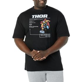 Marvel Big & Tall Klasik Thor Stats Black Erkek T-shirt